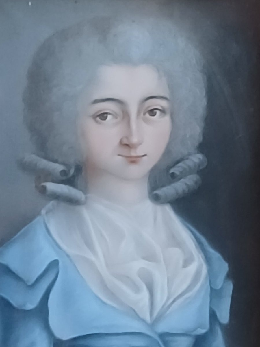 18th Century School - Portrait In Pastel Under Glass-photo-2
