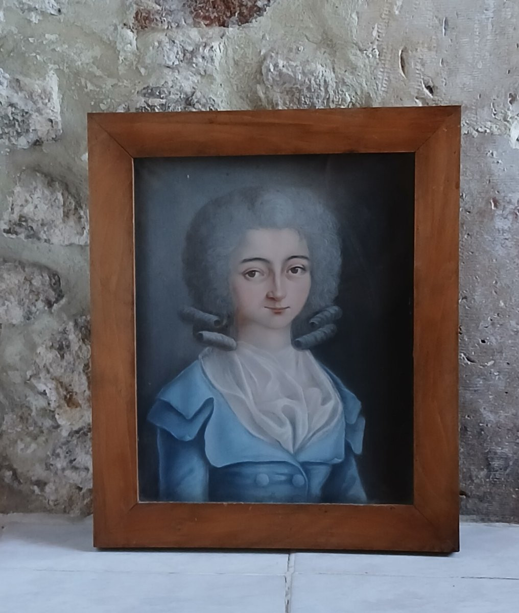 18th Century School - Portrait In Pastel Under Glass-photo-4