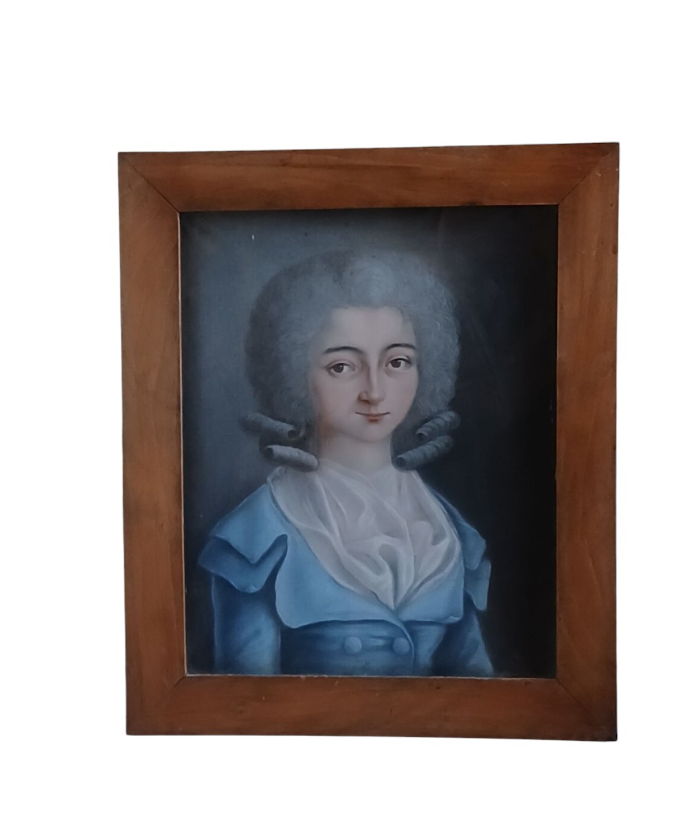 18th Century School - Portrait In Pastel Under Glass