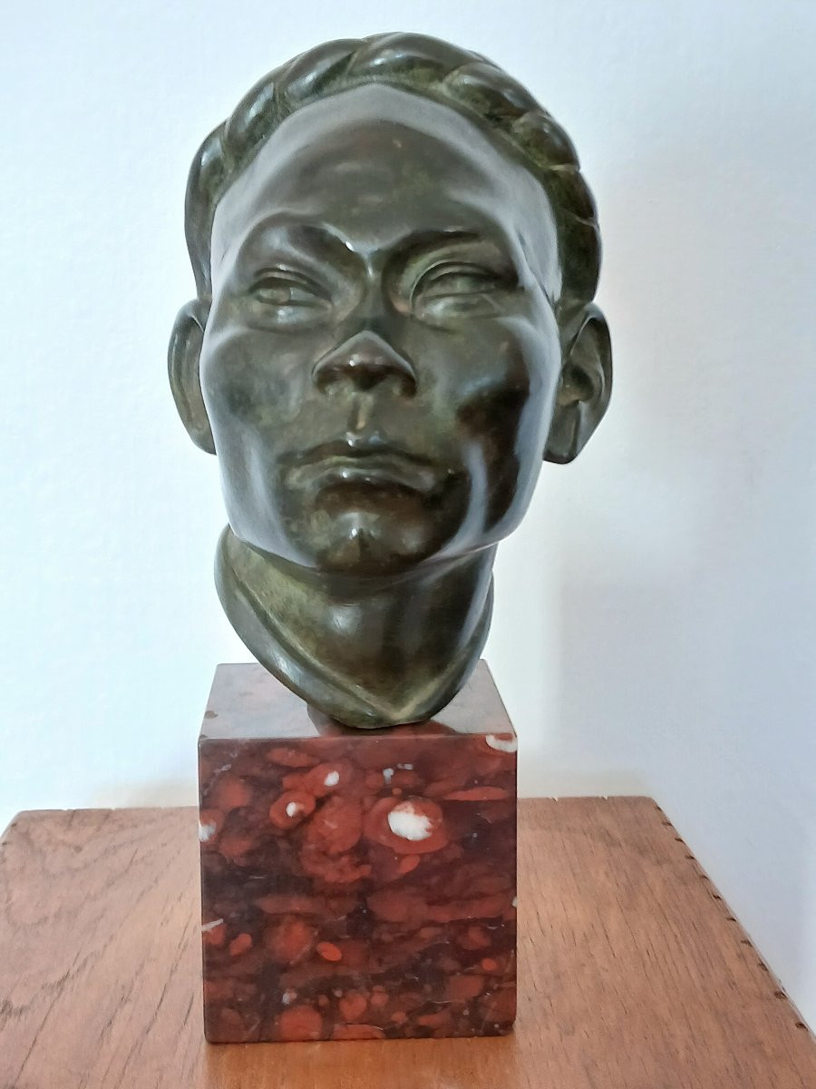 Bust Of A Vietnamese Man - In The Style Of Charles Cordier (1827-1905)-photo-1