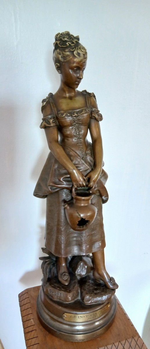 Le Pot Cassé" – Fine 19th Century Bronze Sculpture By Eutrope Bouret (1833-1906) 