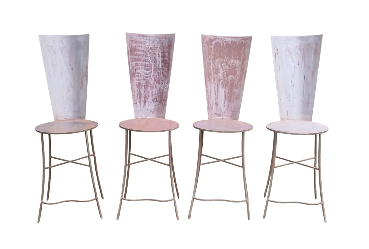 Set 4 chaises métalliques, XXème 