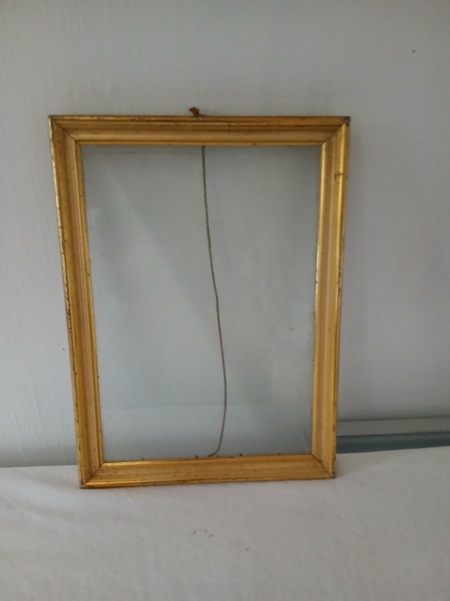 Cadre doré avec verre, 19ème 