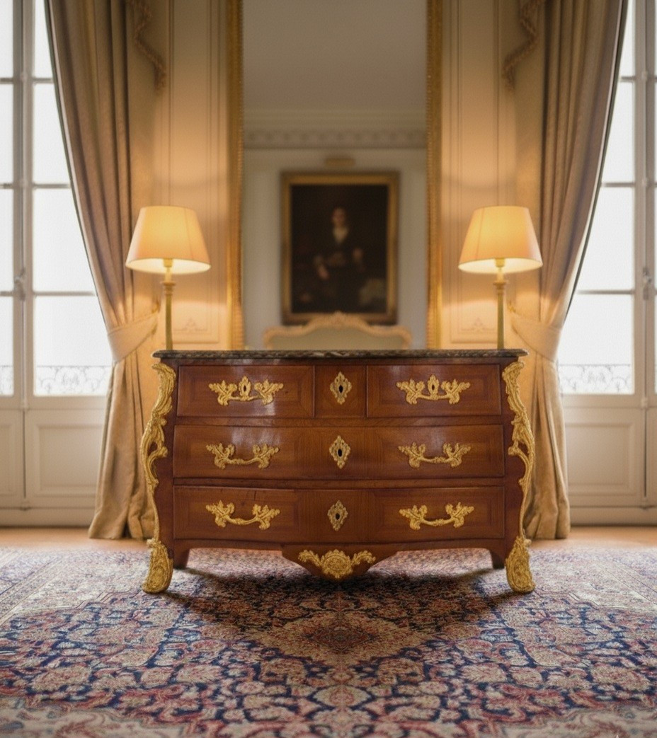 Chest Of Drawers Stamped Jean Baptiste Hedouin, Louis XV Period, 18th Century 