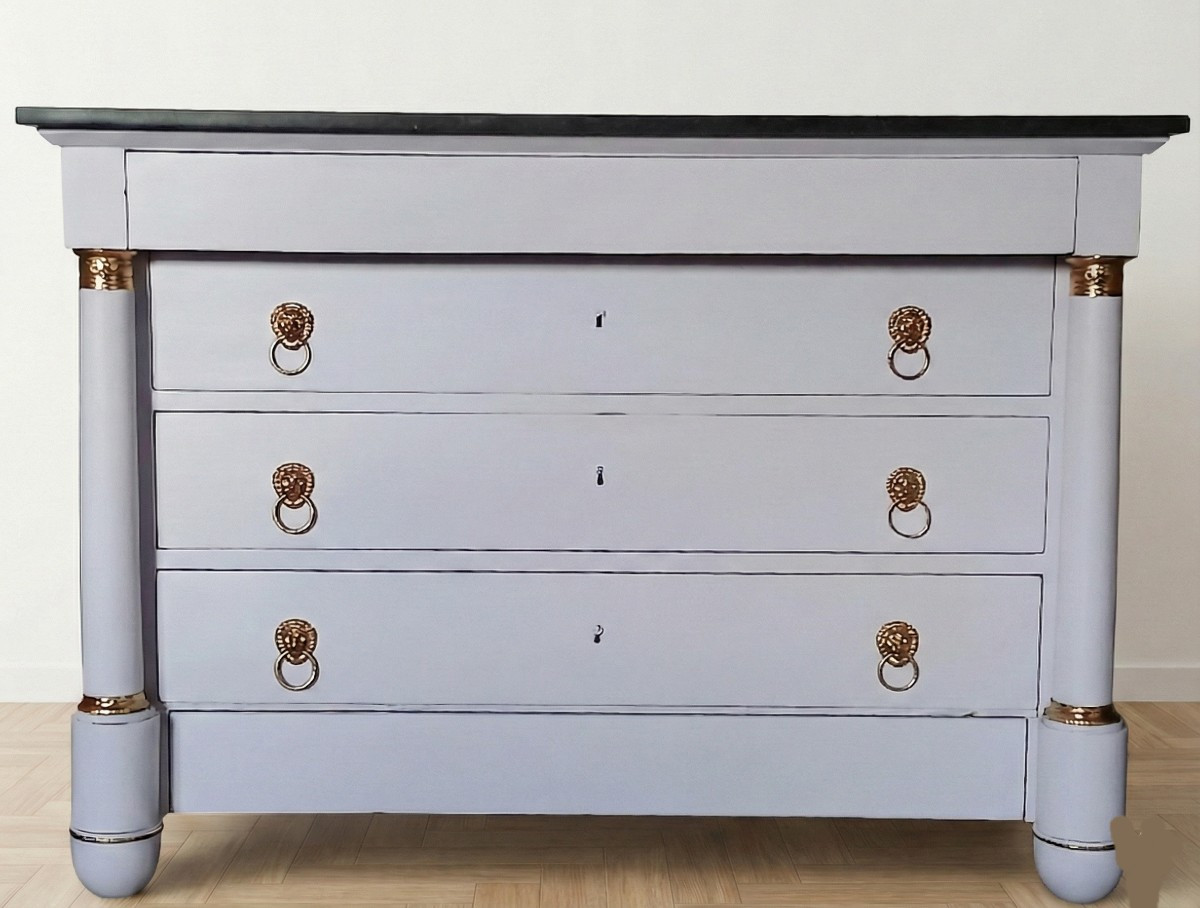 Empire Style Chest Of Drawers, 19th Century, Painted -photo-2