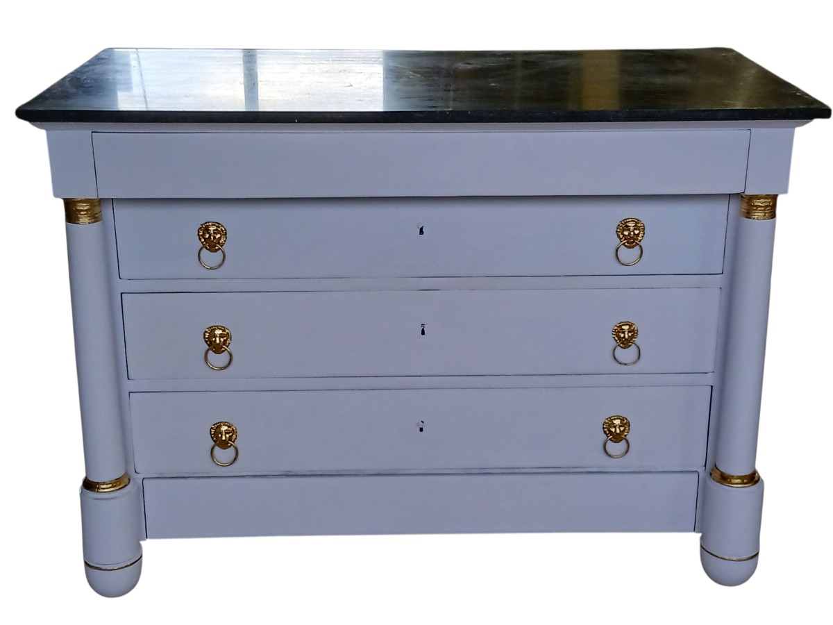 Empire Style Chest Of Drawers, 19th Century, Painted -photo-3