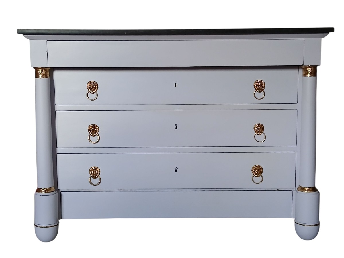 Empire Style Chest Of Drawers, 19th Century, Painted -photo-6