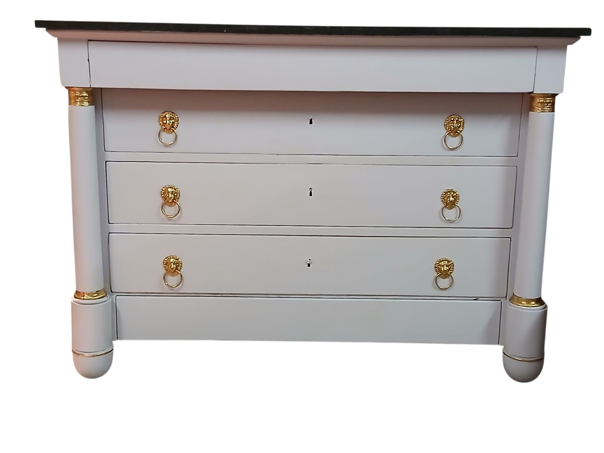 Empire Style Chest Of Drawers, 19th Century, Painted -photo-7