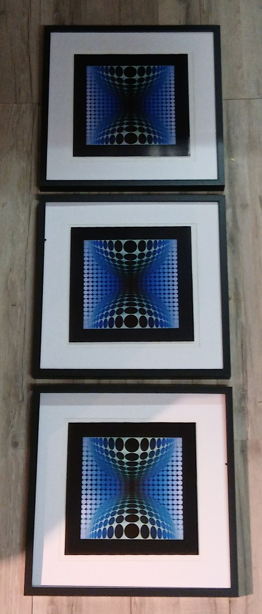 Optical Art Triptych - Victor Vasarely - éditions Du Griffon - 40x40cm 