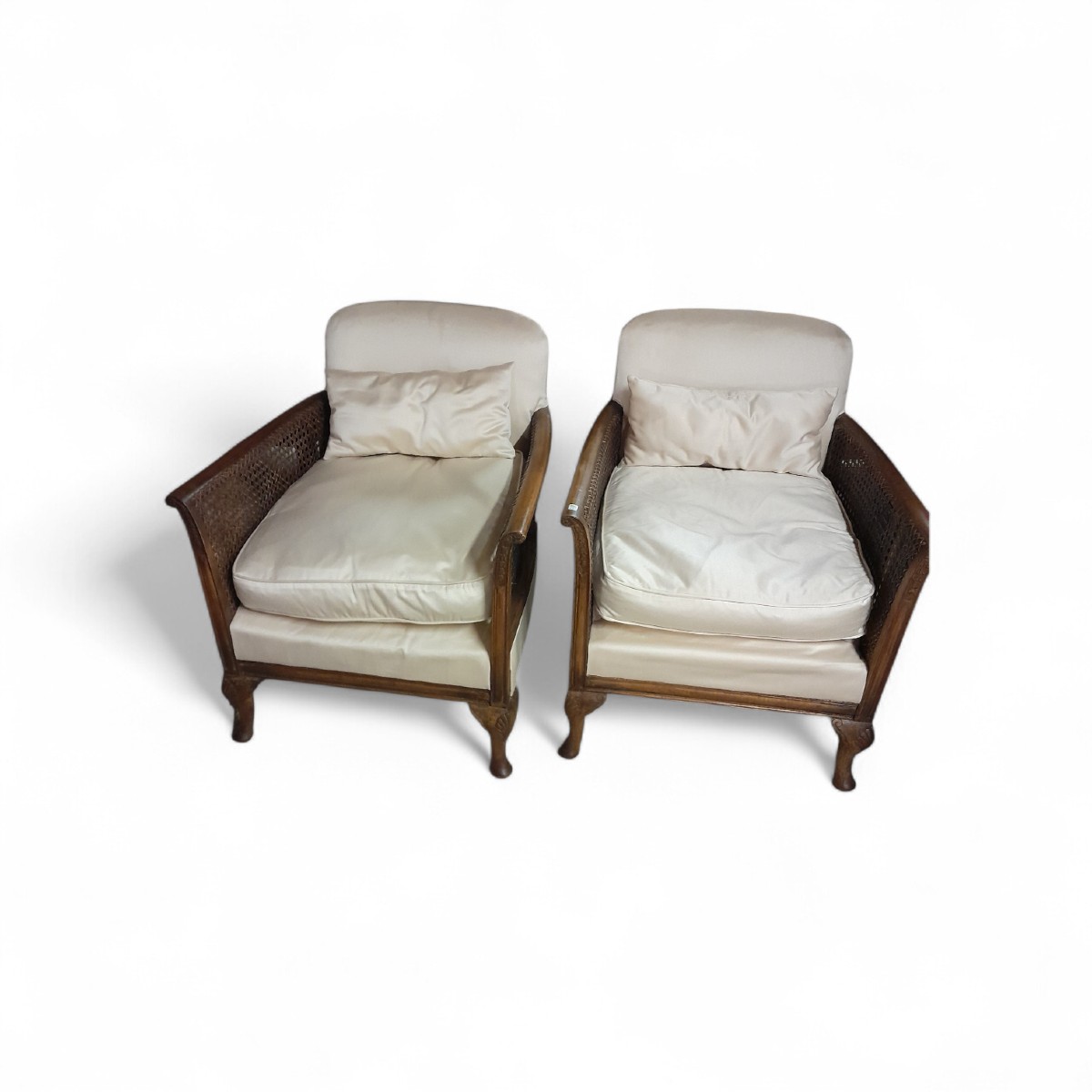 Pair Of Wingback Armchairs - Louis XV Style - Patinated Wood-photo-3