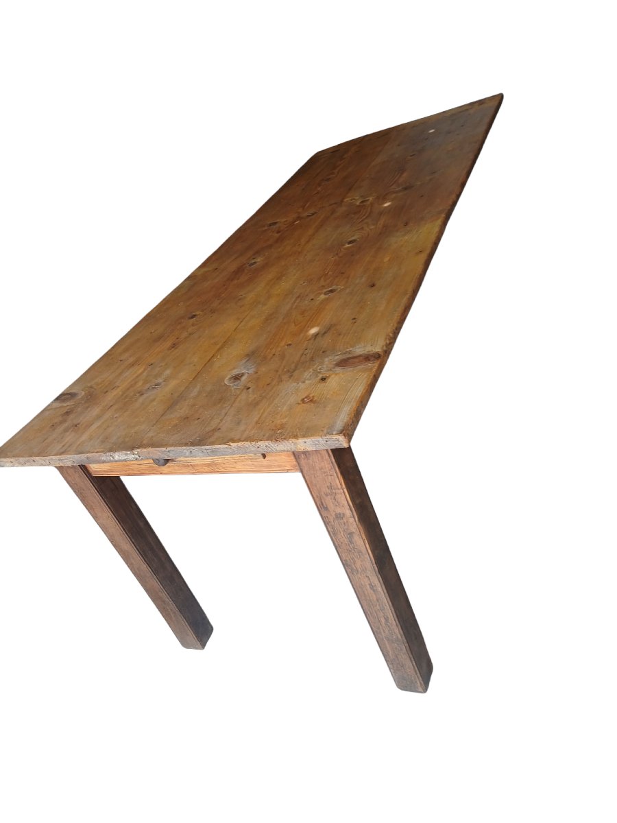 19th-century Farmhouse Table, Oak &amp; Fir-photo-4