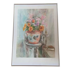 Le Bouquet-lithographie Par Jean Louis Morelle XXème 