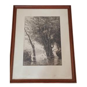 Jean Baptiste Camille Corot (1796-1875) Engraving After The Barbizon Sector 