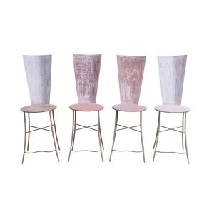 Set 4 chaises métalliques, XXème 