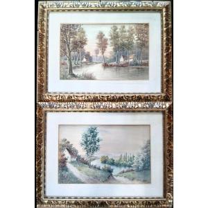 Pair Of Watercolors - By François Joseph Girot (1873-1916)