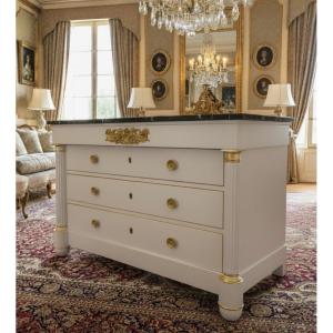 Empire Style Chest Of Drawers, Painted, 19th Century 