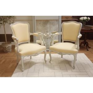 Pair Of Louis XV Style Armchairs, 20th Century 