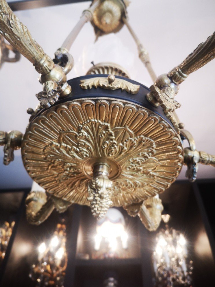 Empire Chandelier In Gilt Bronze, Napoleon III Period Around 1880...-photo-3