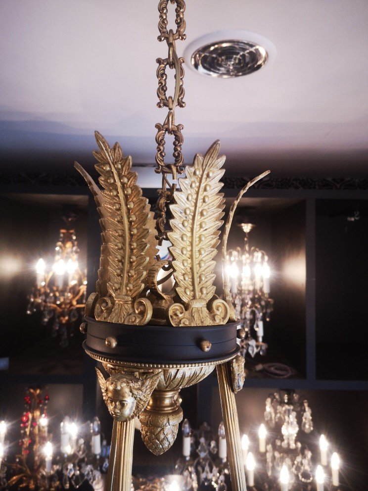 Empire Chandelier In Gilt Bronze, Napoleon III Period Around 1880...-photo-4