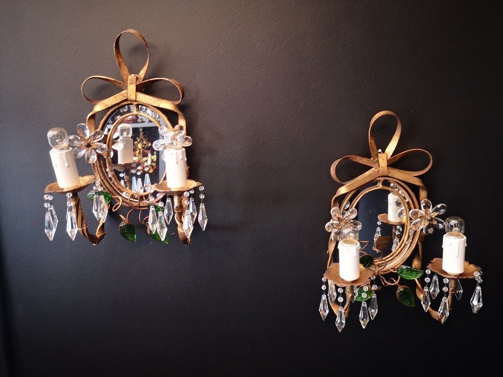 Pair Of Sconces From Maison Bagues Ou Banci In Florence Around 1960...-photo-1