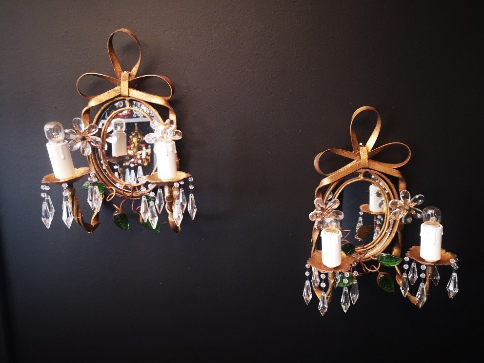 Pair Of Sconces From Maison Bagues Ou Banci In Florence Around 1960...