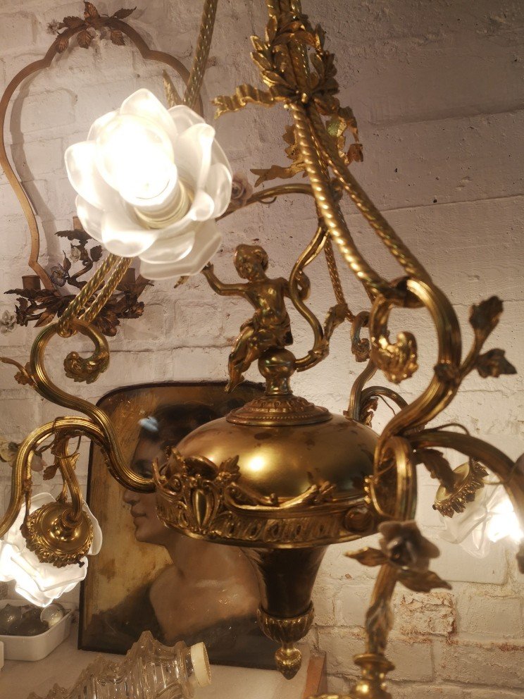 Louis XVI Style Chandelier Of Romantic Baroque Type Circa 1920/40-photo-2