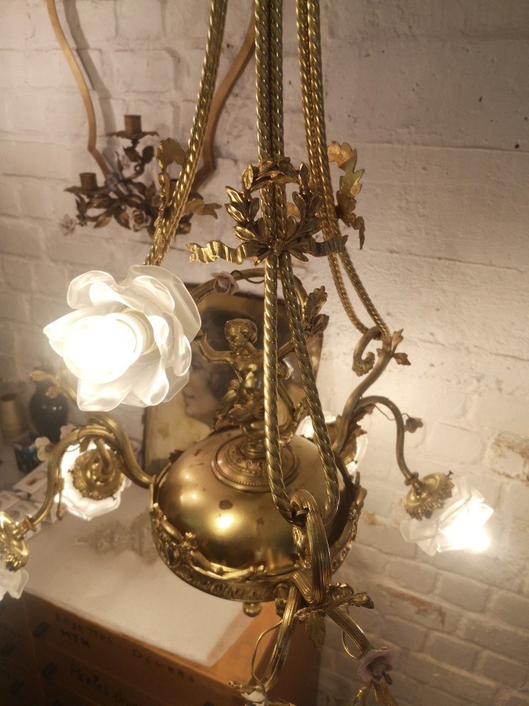Louis XVI Style Chandelier Of Romantic Baroque Type Circa 1920/40-photo-2