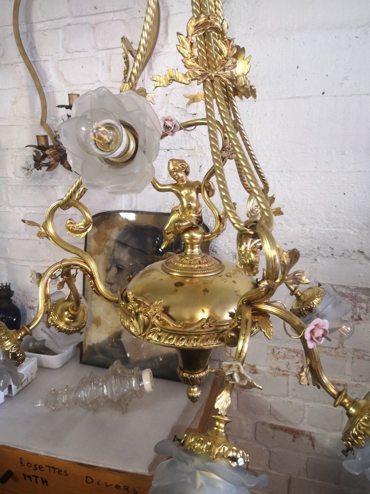 Louis XVI Style Chandelier Of Romantic Baroque Type Circa 1920/40-photo-4
