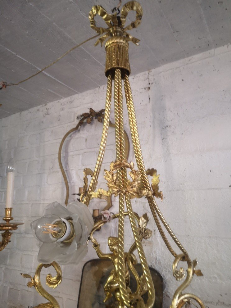 Louis XVI Style Chandelier Of Romantic Baroque Type Circa 1920/40-photo-5