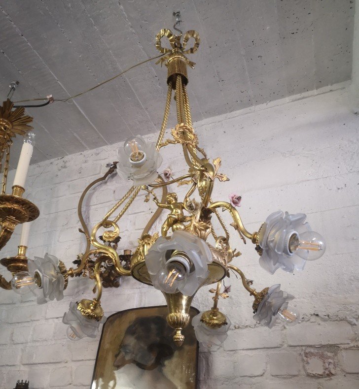 Louis XVI Style Chandelier Of Romantic Baroque Type Circa 1920/40-photo-6