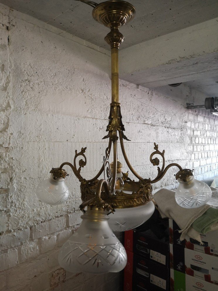 1900 Louis XV Style Bronze And Crystal Chandelier -photo-4