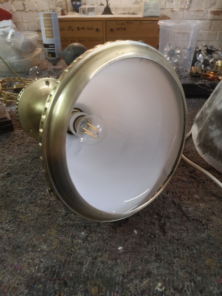 White Opaline Pendant Light Circa 1920/40-photo-4