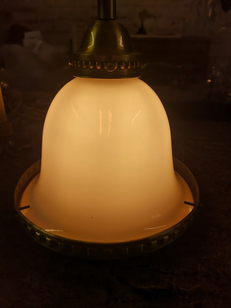 White Opaline Pendant Light Circa 1920/40-photo-1