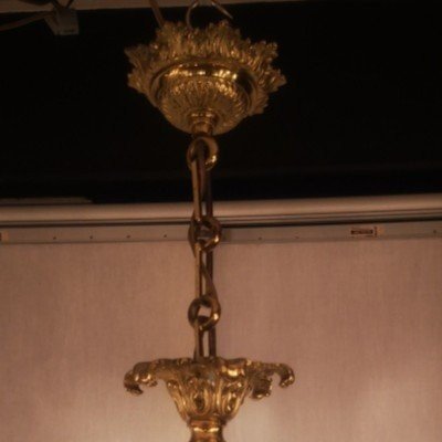 Louis XV Hall Lantern In Gilt Bronze And Crystal, Circa 1900-photo-1