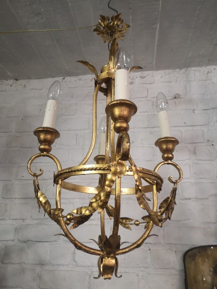 Lustre Italien De Type Baroque Romantique de type montgolfière vers 1970...-photo-2