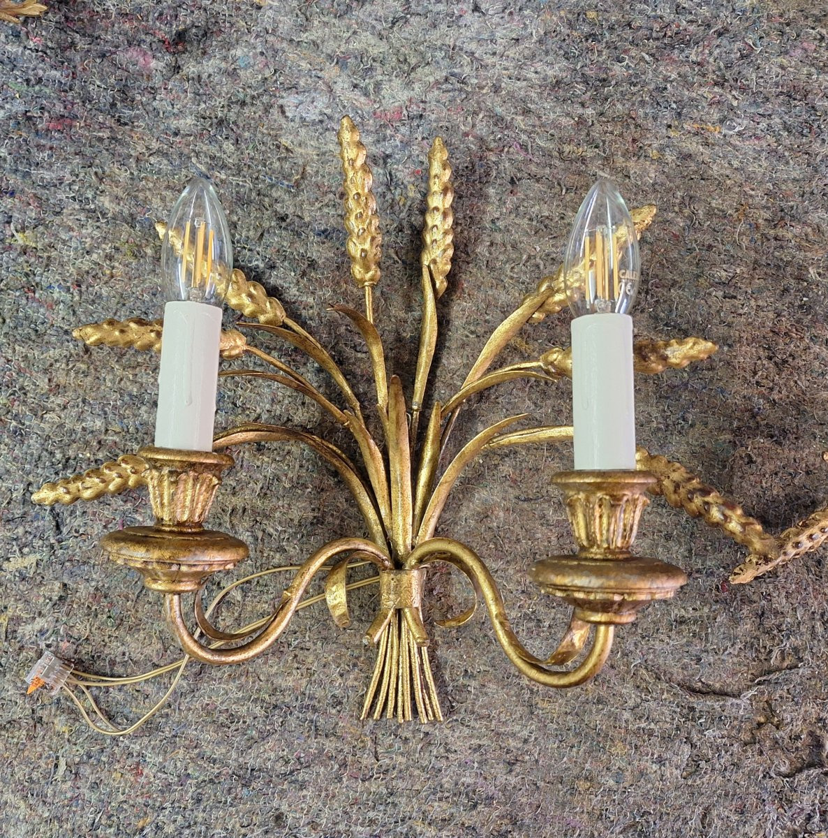 Paire d'appliques aux épis de blé italiennes de la maison Banci à Florence -photo-3