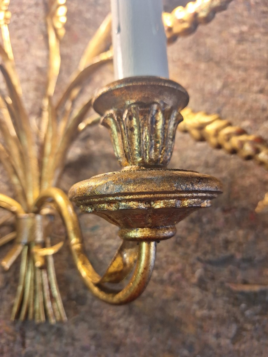 Paire d'appliques aux épis de blé italiennes de la maison Banci à Florence -photo-1