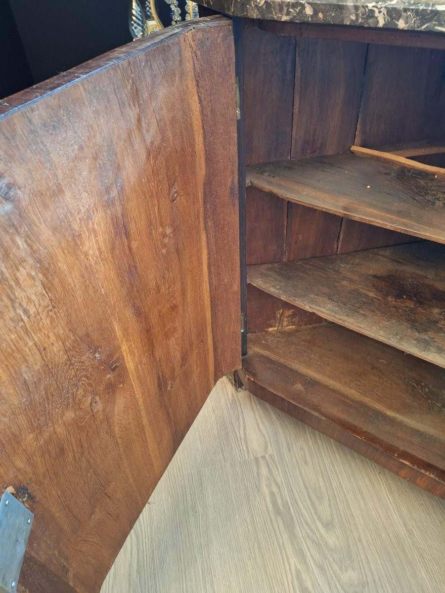 Paire d'encoignures marquetées de style Louis XVI vers 1830-photo-1