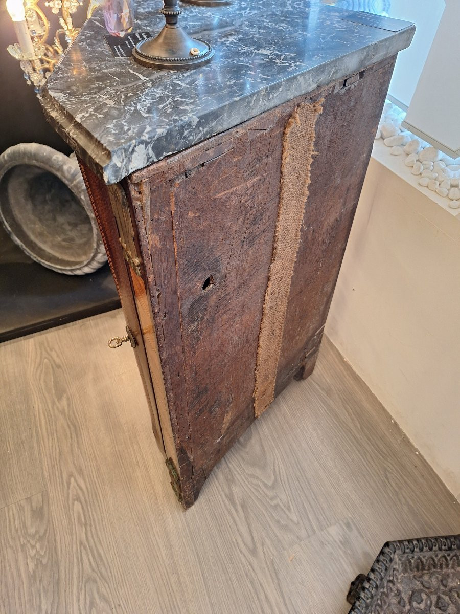 Paire d'encoignures marquetées de style Louis XVI vers 1830-photo-3