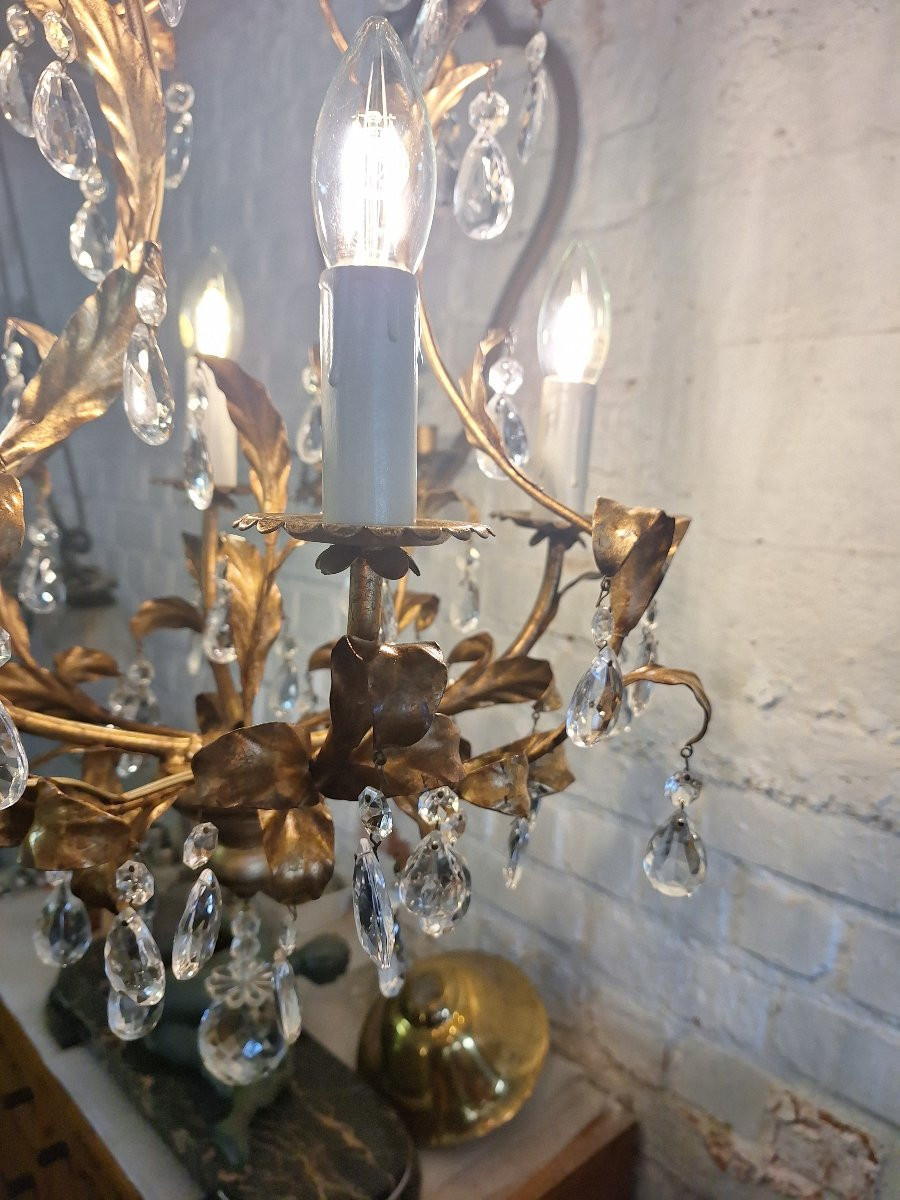 Italian Romantic Baroque Chandelier With Plant Design Circa 1960...-photo-4