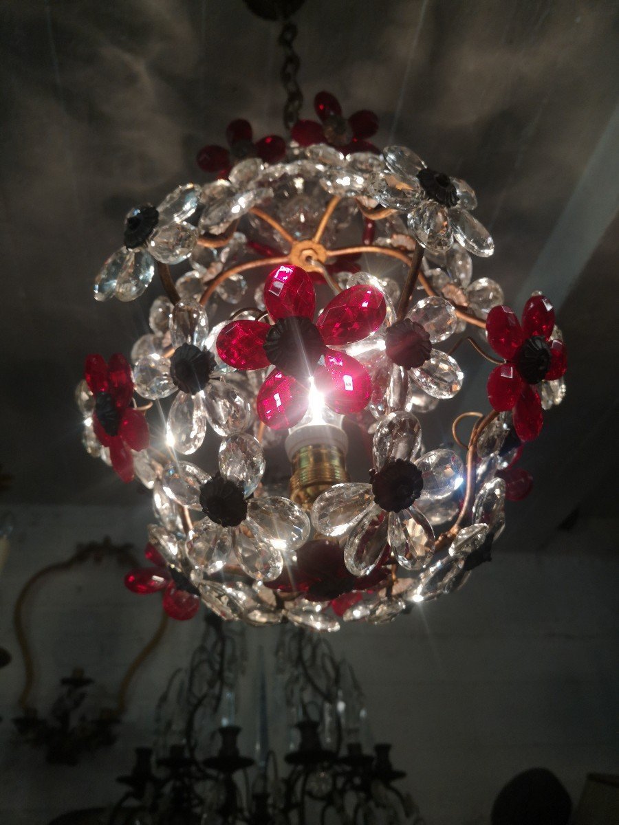 Suspension de la maison Bagues au décor floral à pampilles rouge rubis et incolore-photo-2