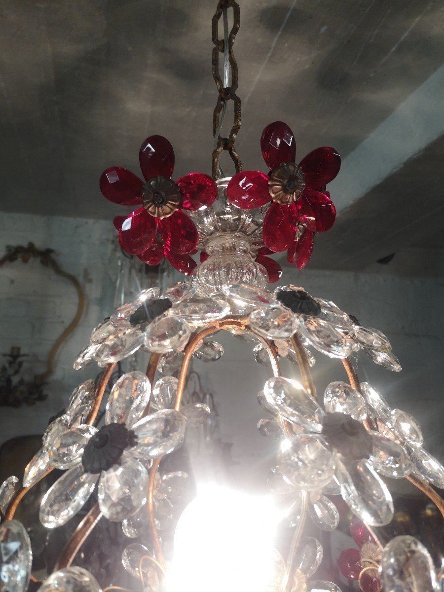 Suspension de la maison Bagues au décor floral à pampilles rouge rubis et incolore-photo-3