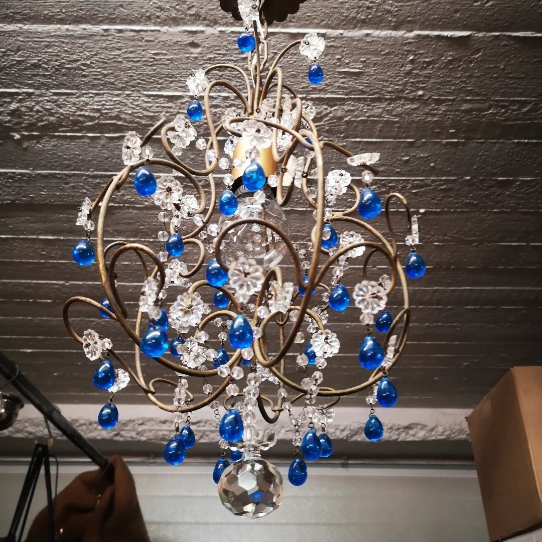 Italian Romantic Baroque-style Pendant Lamp With Tassels, Circa 1970-photo-3