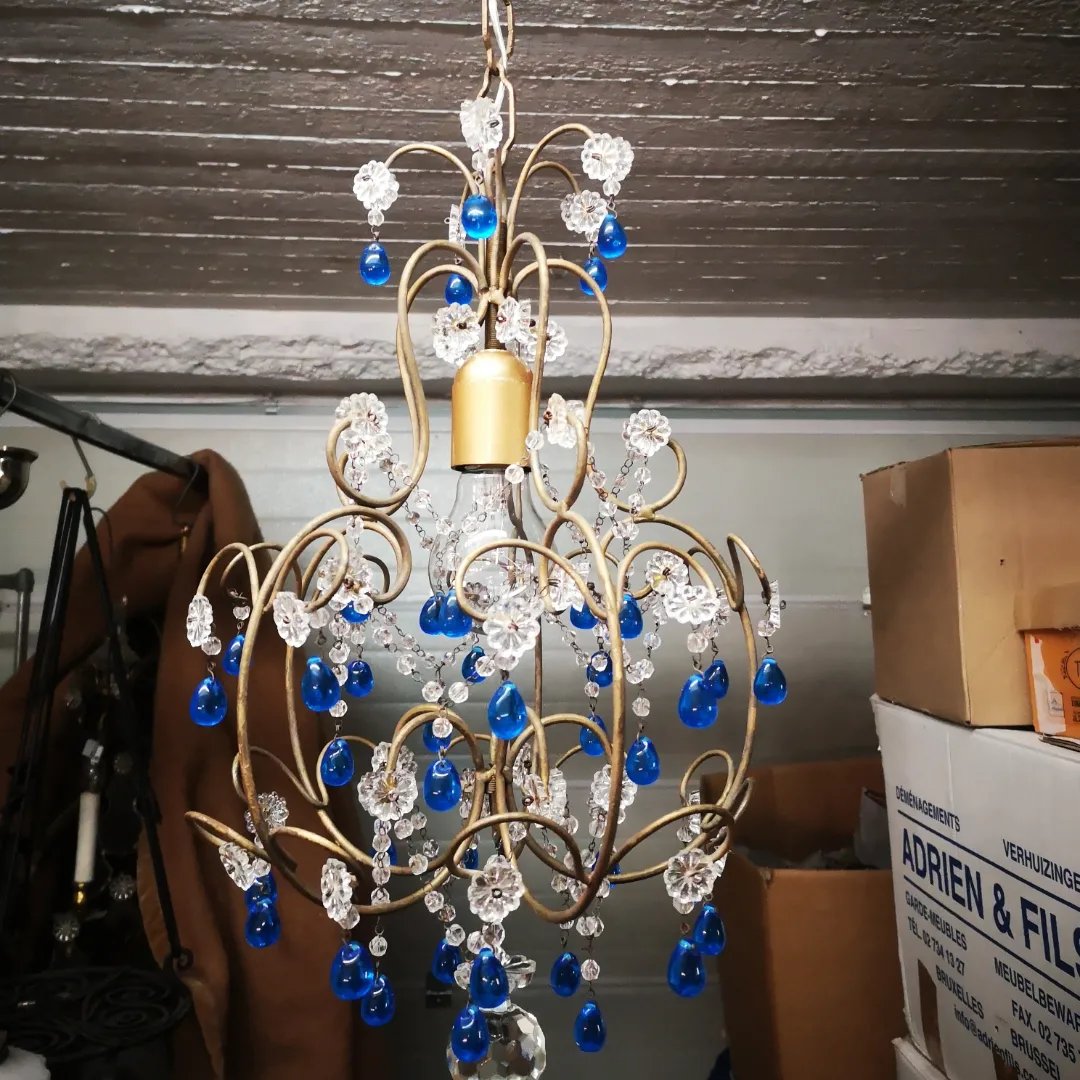 Italian Romantic Baroque-style Pendant Lamp With Tassels, Circa 1970-photo-1