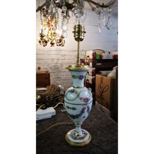 Paris Porcelain Lamp With Floral Decor And Gilt Bronze Circa 1900...