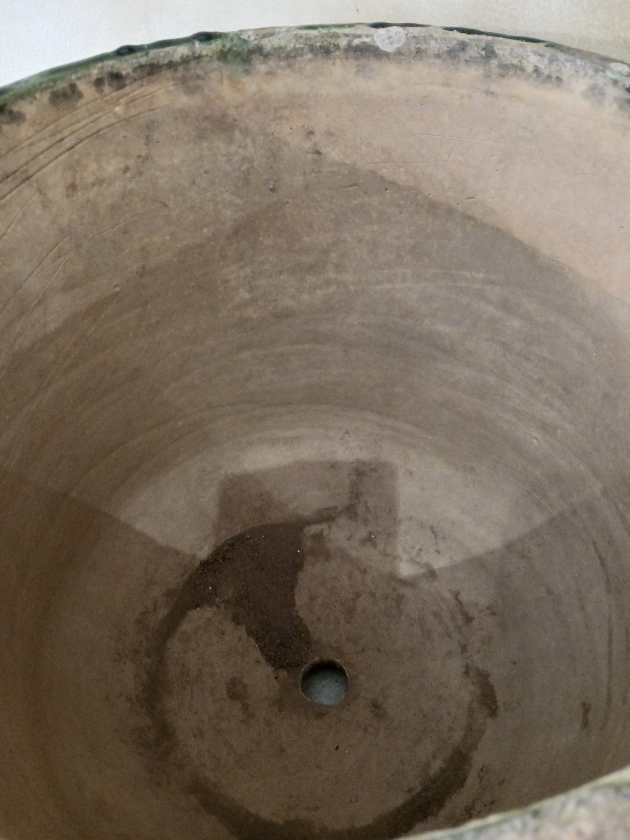 Very Beautiful Pot In Green Glazed Earth-photo-3