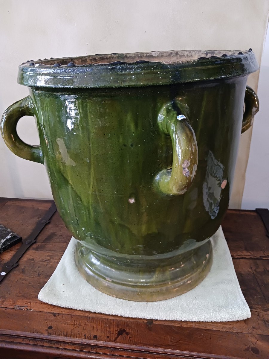 Very Beautiful Pot In Green Glazed Earth