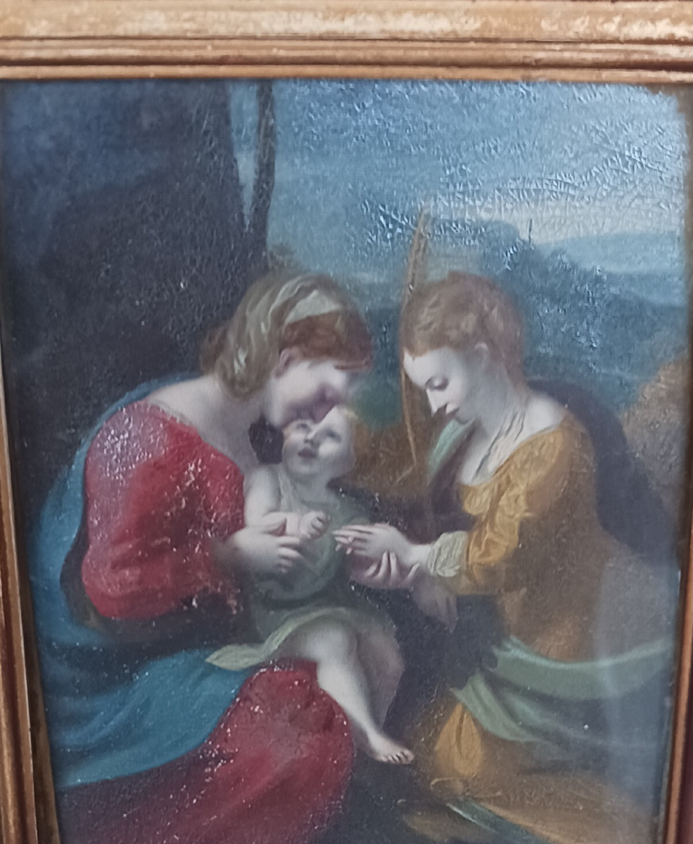 Huile sur panneau "Le mariage de Sainte Catherine"-photo-2