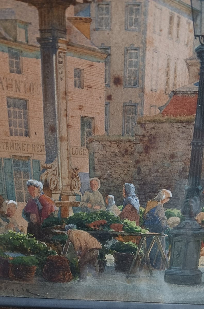 Watercolor "the Tavern, View Of Namur"-photo-3