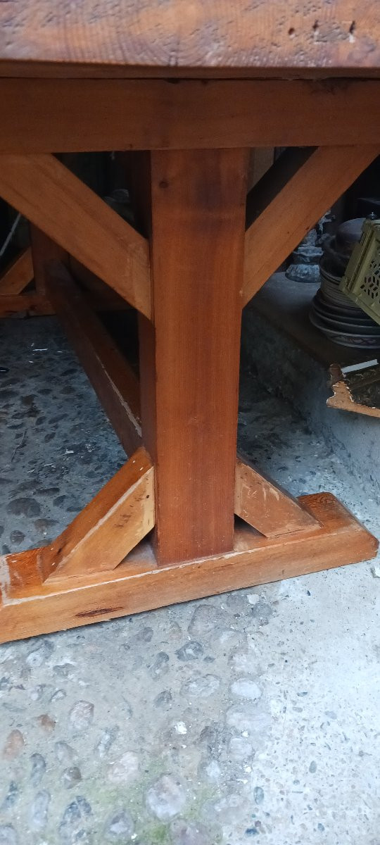 Très grande table de ferme en pin et ses 2 bancs-photo-3